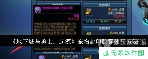 地下城与勇士起源宠物封印胶囊怎么用 宠物封印胶囊使用方法